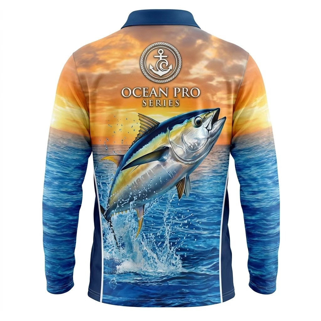 Polyester Fabric All Over Sublimation Print Performance Fishing Wear Custom Uv Upf 50 Protection Quick Dry Fishing T Shirt