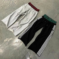 Custom Men's Casual Sweatpants French Terry Stripe Flare Baggy Sweatpants Double Waist High Hip Hop Embroidered Loose Pants