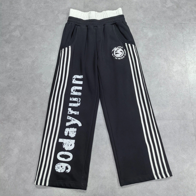 Men Baggy Heavyweight Flare Wide Leg Double Waist Sweatpants DTG Printing Embroidery Pants