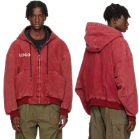 Custom Embroidery Logo Oversized Vintage Acid Wash Loose Box Fit Cropped Zip up Hoodie Heavyweight Cotton Canvas Jacket