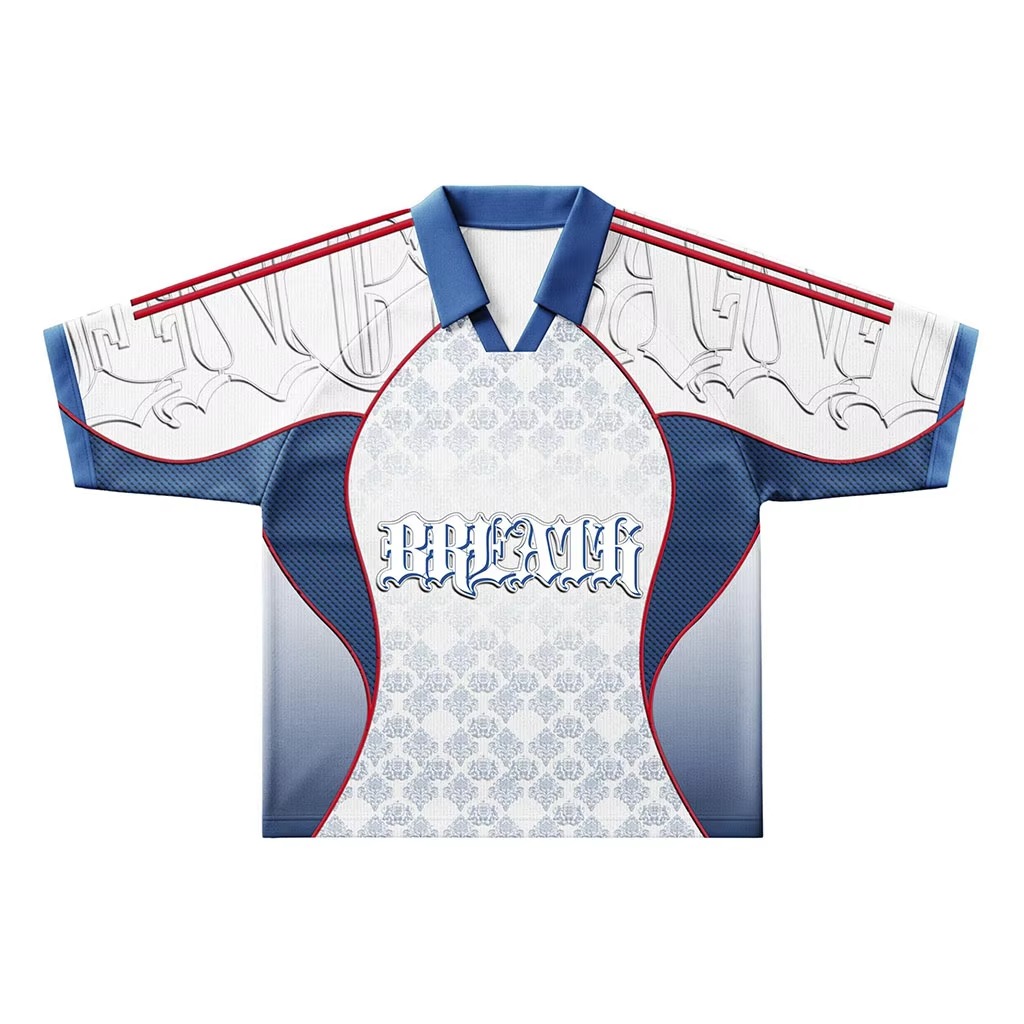 Polyester Mesh Fabric Splicing Technique Retro Soccer Jersey Custom Logo Sublimation Soccer Jersey T Shirts Camisas