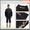 Vintage Washed Loose Fit Bermuda Shorts Fashion Double Waist Flame Cracked Print Drawstring Shorts Summer Casual Cotton Shorts