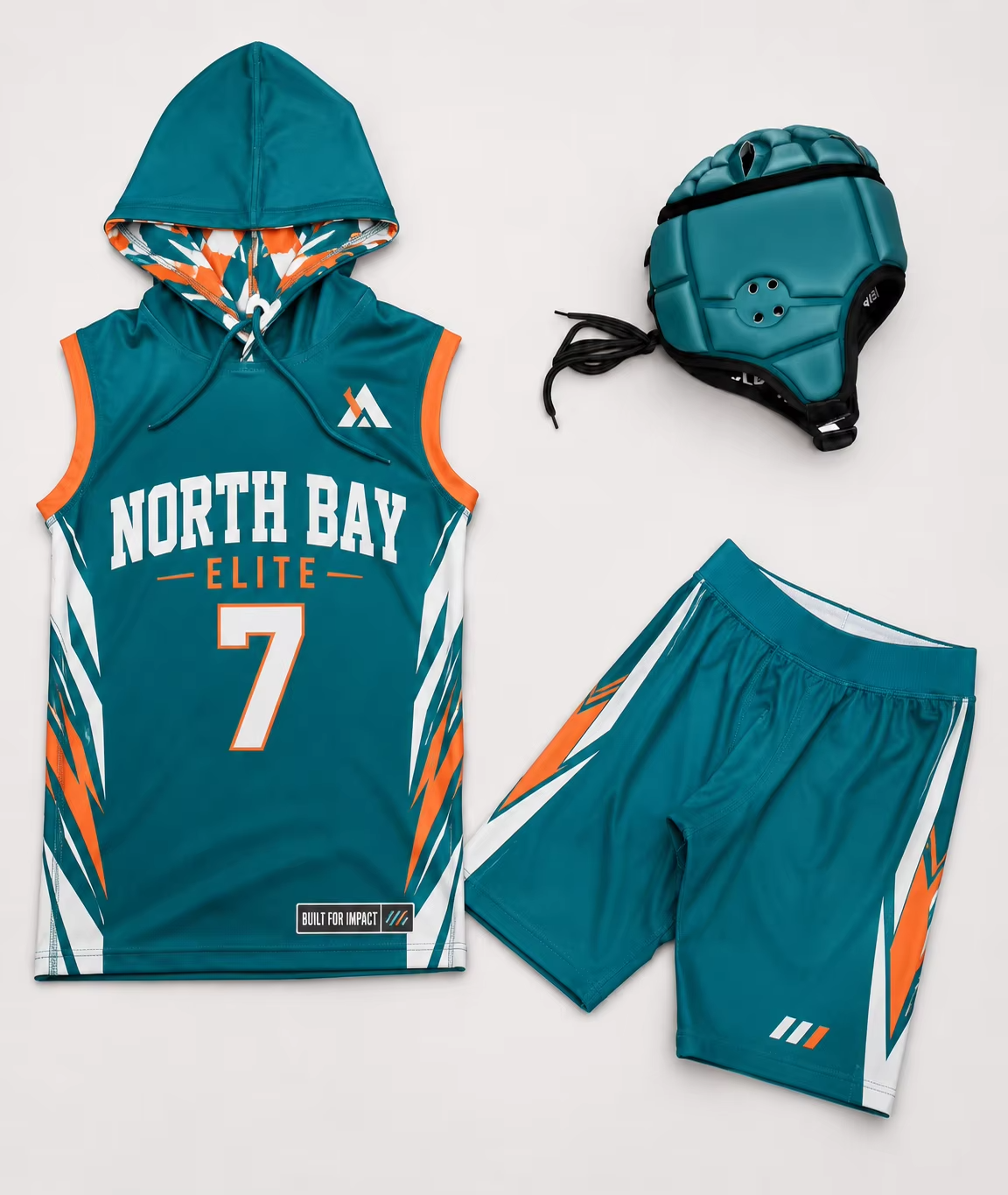 Custom Full Sublimation Print Compression American 7v7 Jersey Set Sleeveless Hoodie 7v7 Football Uniforms Manufacturer