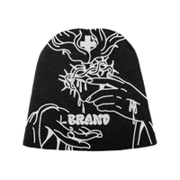 Custom Manufacture All Over Print With Logo Embroidery 100% Polyester Toques Jacquard Acrylic Beanie Hat