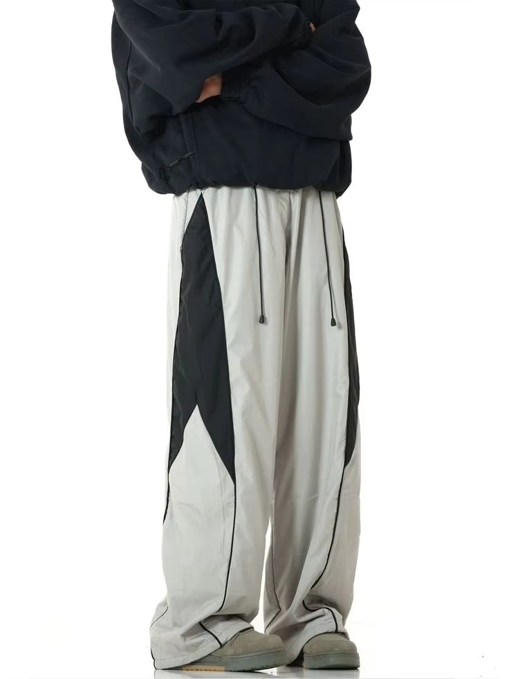 Custom Loose Fit Waterproof Nylon Fabric Utility Joggers Casual Streetwear Cargo Pants Contrast Retro Style Sport Pants