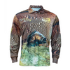 Custom Upf 35 Sublimation Graphics Button Up Fishing Shirt Performance Uv Protection Quick Dry Long Sleeve Fishing Wear T Shirt