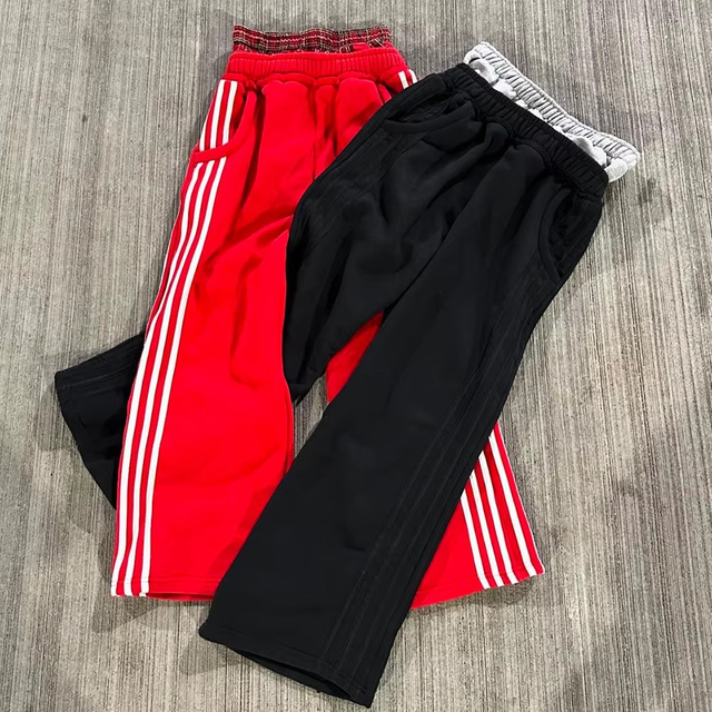Manufacturer Men Double Waist Sweatpants 500GSM Cotton Fleece Textured Stripes Cargo Pants Baggy Sweatpants