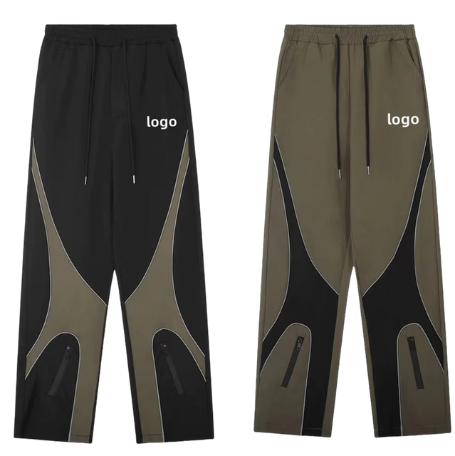Custom Loose Fit Waterproof Nylon Fabric Utility Joggers Casual Streetwear Trousers Reflective Piping Cargo Pants