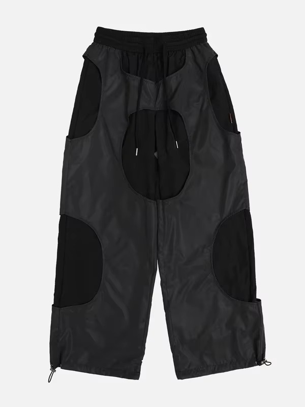 OEM Custom Logo Mens Casual Street Wear Practical Pockets Reflective Patchwork Cargo Pants Loose Trousers