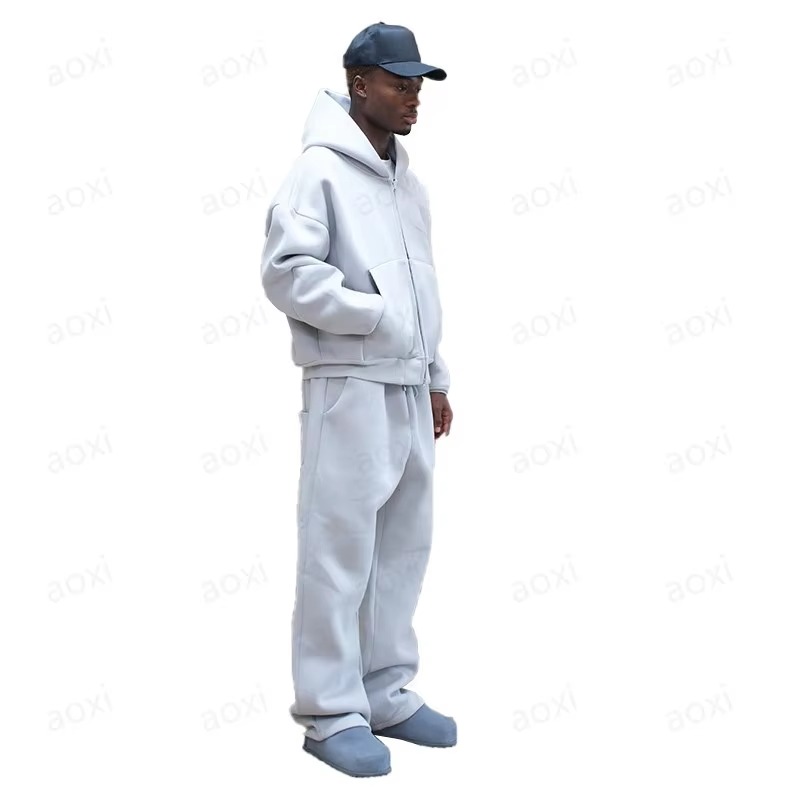 Custom Logo Heavyweight Cotton Hoodie Tracksuit Set 500gsm Thick French Terry Sweatpants Loose Fit Jogger Sets Men's Sweat Suits