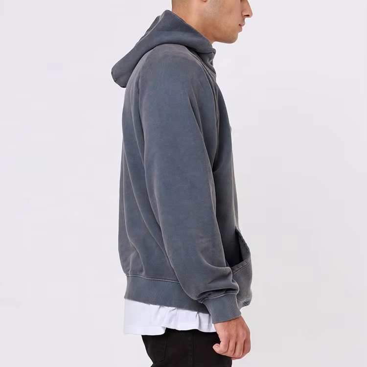 Men Customized Gray Blank 100%cotton Heavyweight Pullover Hoodie Quarter Zip up Pullover Oversized Hoodie