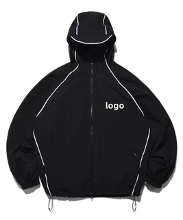Custom Logo Reflective Piping Running Jacket Men's Waterproof Shell Hooded Jacket Coat Nylon Windbreaker Zip Jacket for Men
