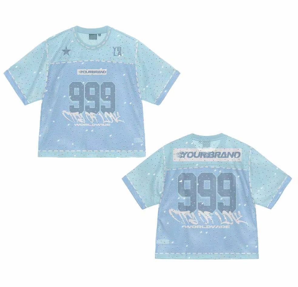 Custom Sublimation Men Cropped Boxy Retro Mesh Oversized American Football Jersey Supplier