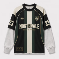 Custom Full Sublimated Double Layer Long Sleeve Soccer Styles Tees Original Personalized Casual Soccer Streetwear Jersey