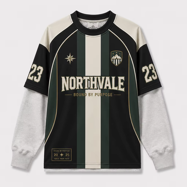 Custom Full Sublimated Double Layer Long Sleeve Soccer Styles Tees Original Personalized Casual Soccer Streetwear Jersey