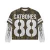 T-shirt a maniche lunghe a doppio strato con maniche a fiamma hip-hop premium in cotone oversize con stampa grafica personalizzata