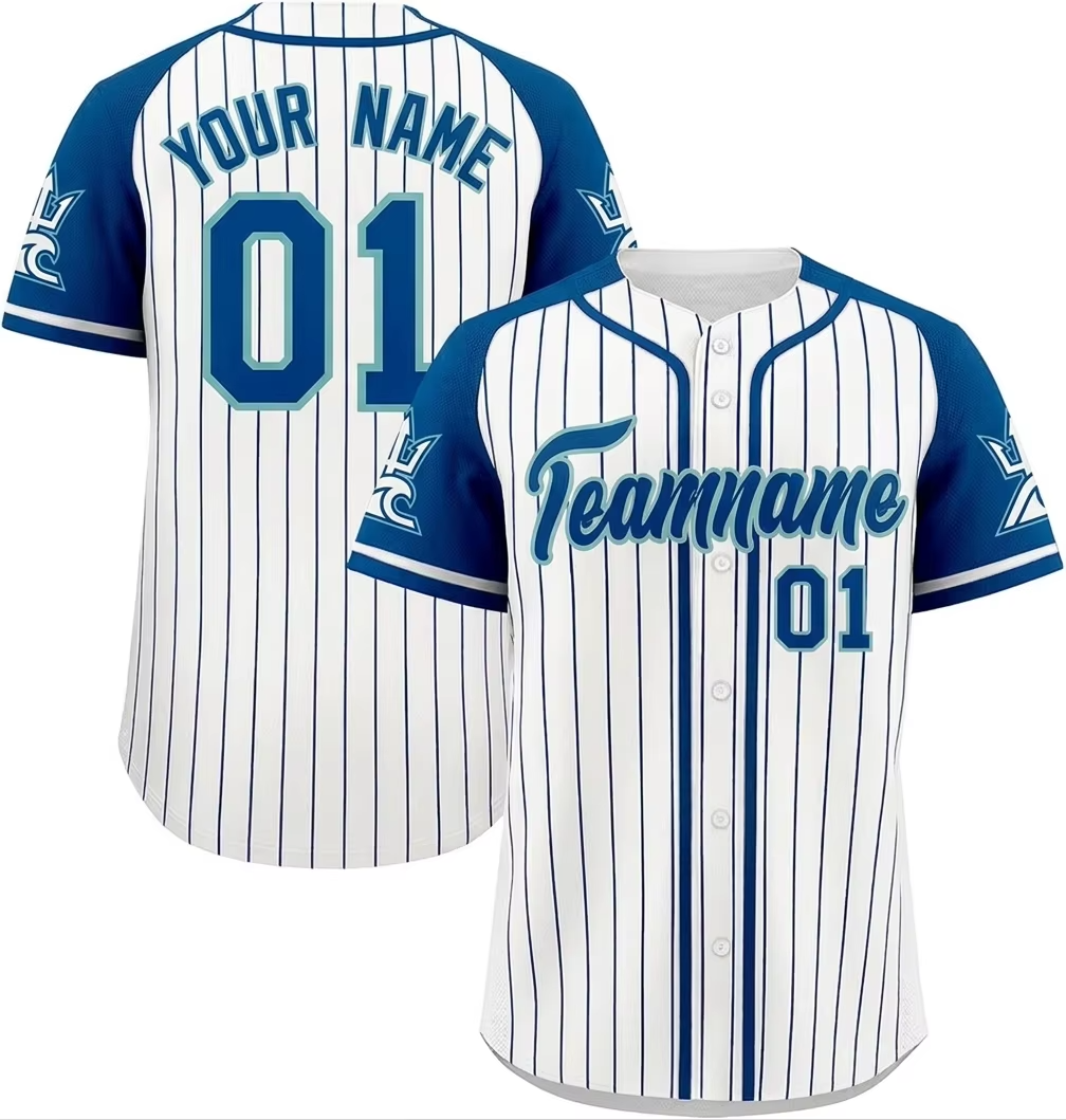 Customized Sports Event Clothing Baseball Jersey Shirt Breathable Quick Dry Button Fly Striped Print Baseball T-shirt Uniforms