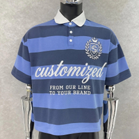 Custom Apparel Manufacturers Color Block Tee Heavyweight Oversized Men's T-shirt Embroidery Stripes Polo T Shirt