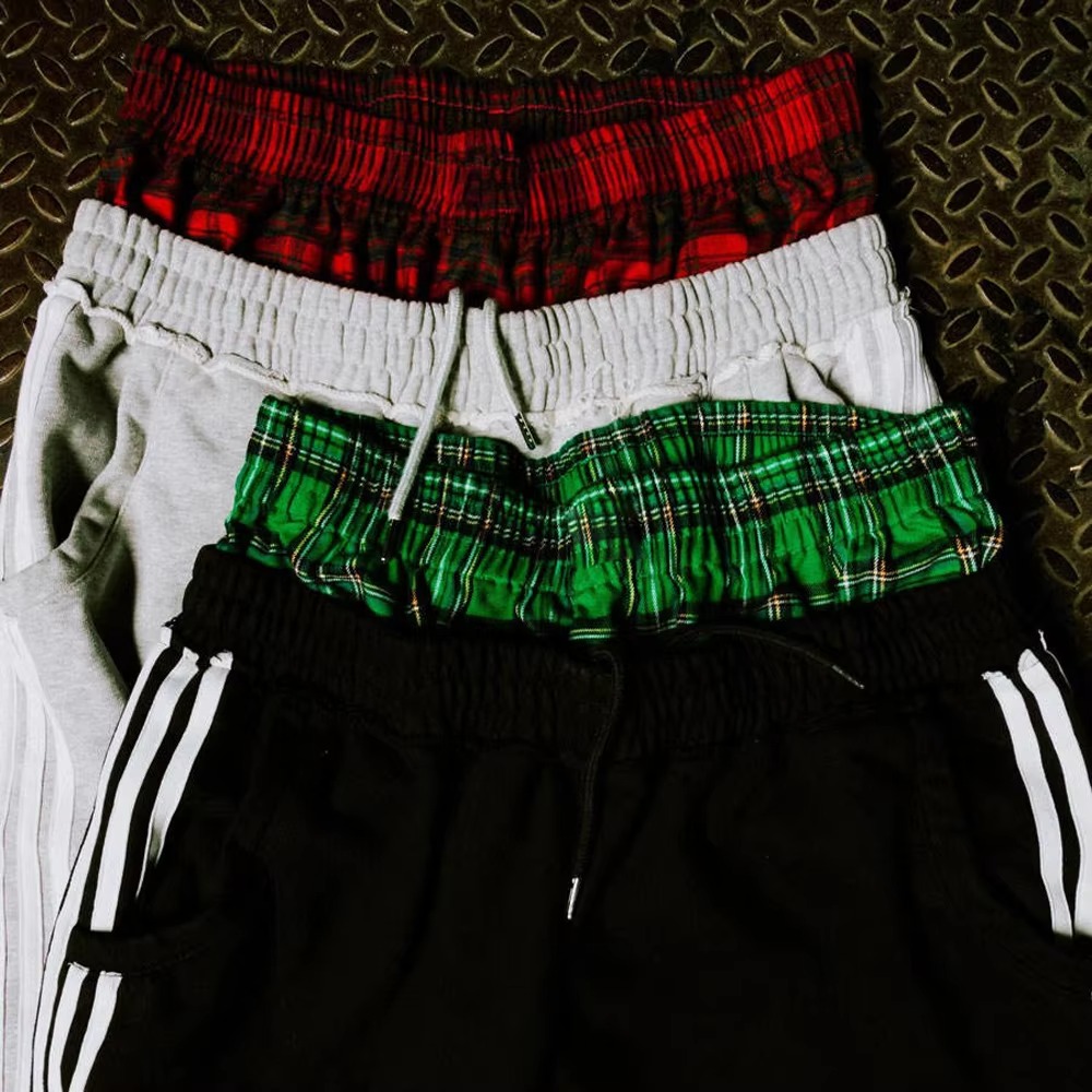 Custom Men's Casual Sweatpants French Terry Stripe Flare Baggy Sweatpants Double Waist High Hip Hop Embroidered Loose Pants