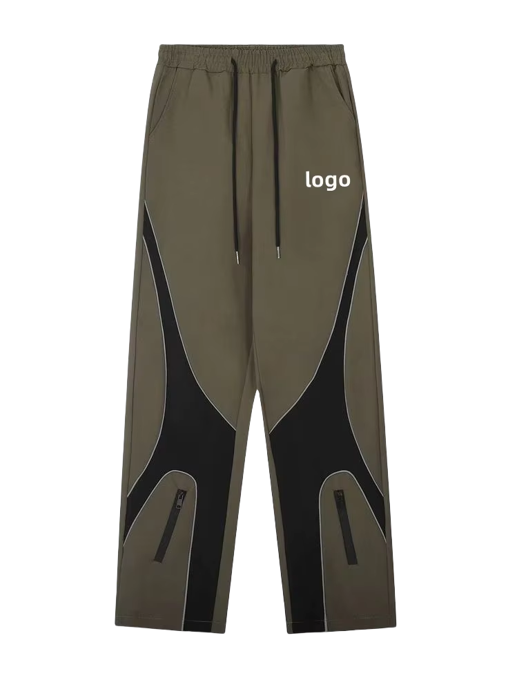 Custom Loose Fit Waterproof Nylon Fabric Utility Joggers Casual Streetwear Trousers Reflective Piping Cargo Pants