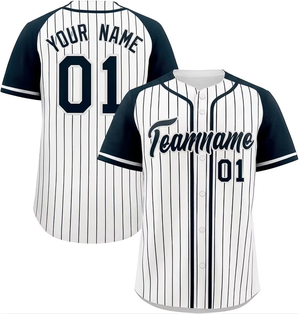 Customized Sports Event Clothing Baseball Jersey Shirt Breathable Quick Dry Button Fly Striped Print Baseball T-shirt Uniforms