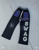 Baggy Sweatpants Custom Design 480 Gsm Loose Wide Leg Sweatpants Blanks Rhinestone Letters Double Waist Sweatpants Unisex