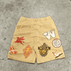 OEM ODM Custom Logo Vintage Washed Mens High Waist Loose Summer Streetwear Canvas Full Print Shorts