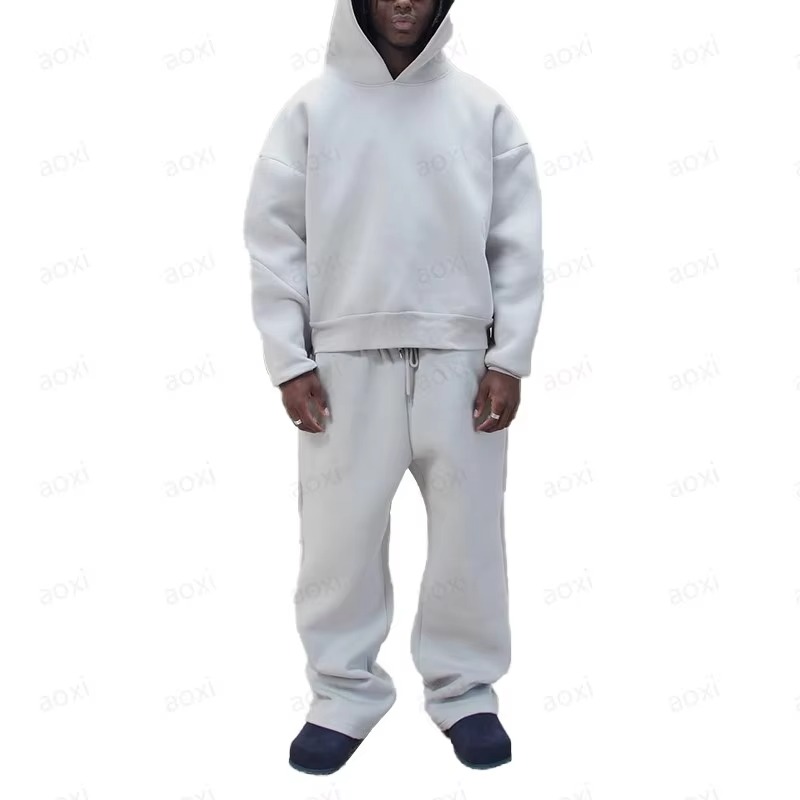 Custom Logo Heavyweight Cotton Hoodie Tracksuit Set 500gsm Thick French Terry Sweatpants Loose Fit Jogger Sets Men's Sweat Suits
