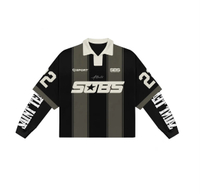 Custom High Quality Micro Logo Embroidery Streetwear Waffle Double Layer Long Sleeve Polo T-shirt Jersey