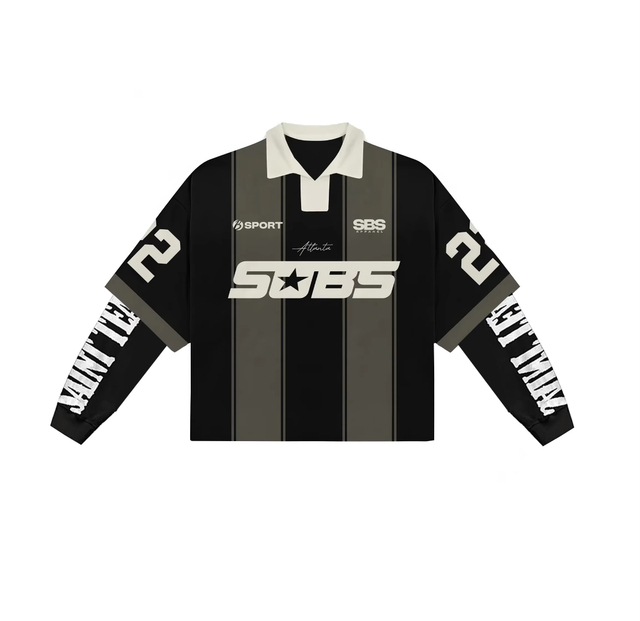 Custom High Quality Micro Logo Embroidery Streetwear Waffle Double Layer Long Sleeve Polo T-shirt Jersey