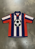 Custom Embroidery Graphic Maglie Calcio Jersey Striped Magliette Luxury Sublimation Print Rhinestone Soccer Jersey Shirts