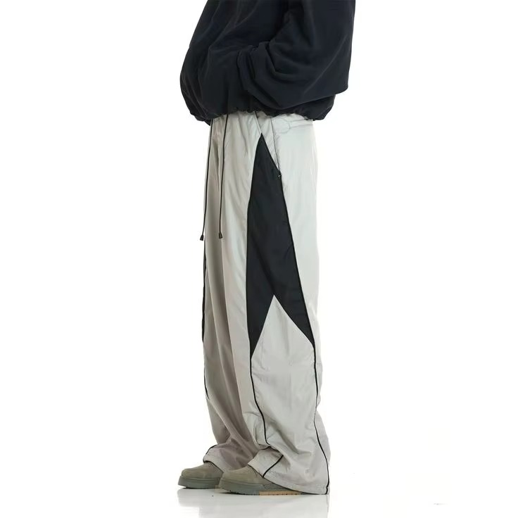 Custom Loose Fit Waterproof Nylon Fabric Utility Joggers Casual Streetwear Cargo Pants Contrast Retro Style Sport Pants