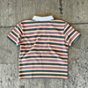 Wholesale Y2K Retro Men Multicolor Horizontal Stripe Double Layer White Collar Cropped Knit Short Sleeve Street Polo T Shirt