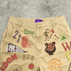 OEM ODM Custom Logo Vintage Washed Mens High Waist Loose Summer Streetwear Canvas Full Print Shorts