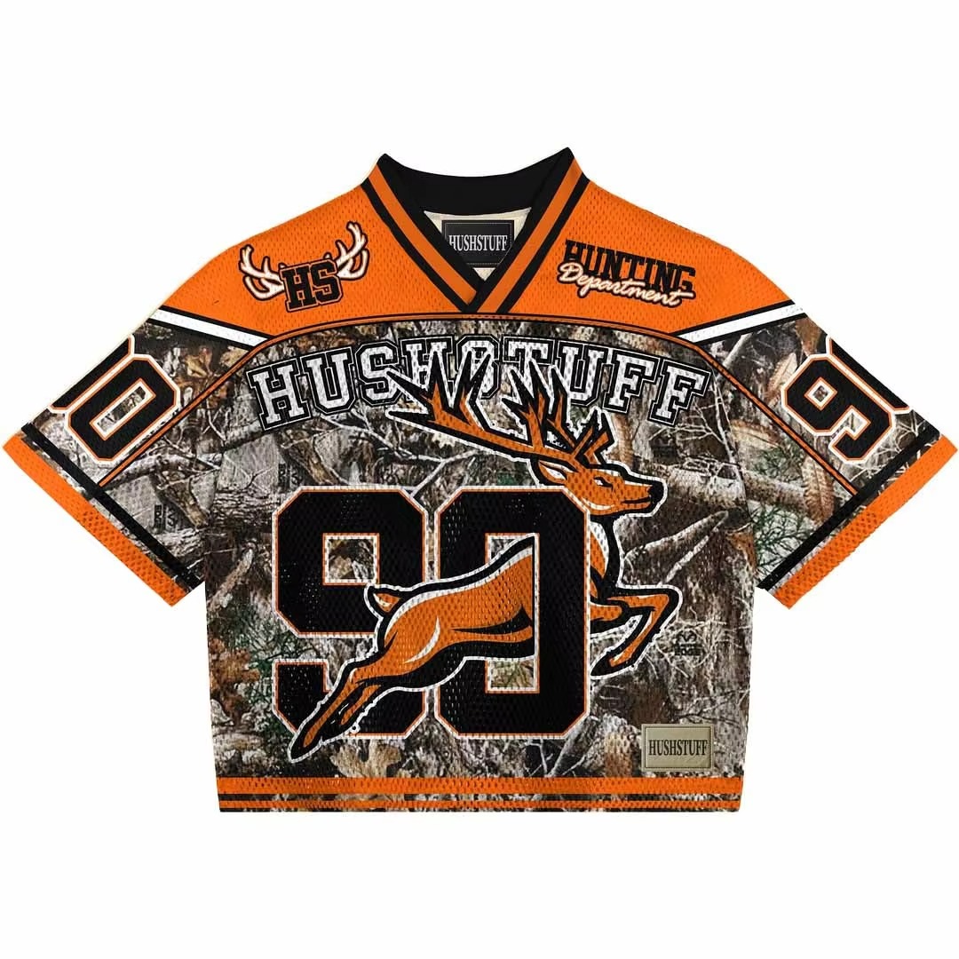 Men's Fashion Mesh Boxy Jersey Custom Oversized Cropped American Football Streetwear T-shirt
