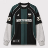 စိတ်တိုင်းကျ အပြည့်အ၀ Sublimated Double Layer အင်္ကျီလက်ရှည် ဘောလုံးပုံစံများ Tees Original Personalized Casual Soccer Streetwear Jersey