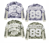 T-shirt a maniche lunghe a doppio strato con maniche a fiamma hip-hop premium in cotone oversize con stampa grafica personalizzata
