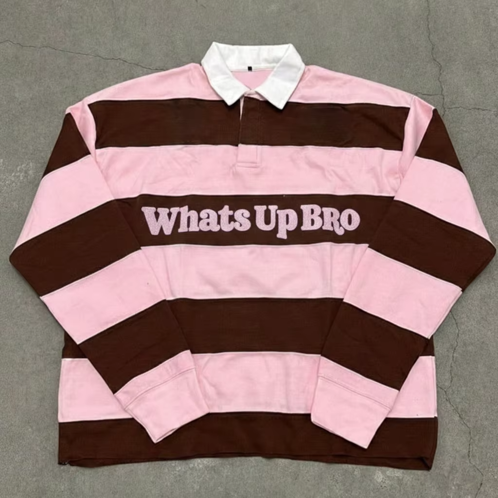 Custom Striped Polo Shirts Sublimation Red White Print Unisex Embroidery Quarter Button Short Sleeve Boxy Cropped Polo T-shirts