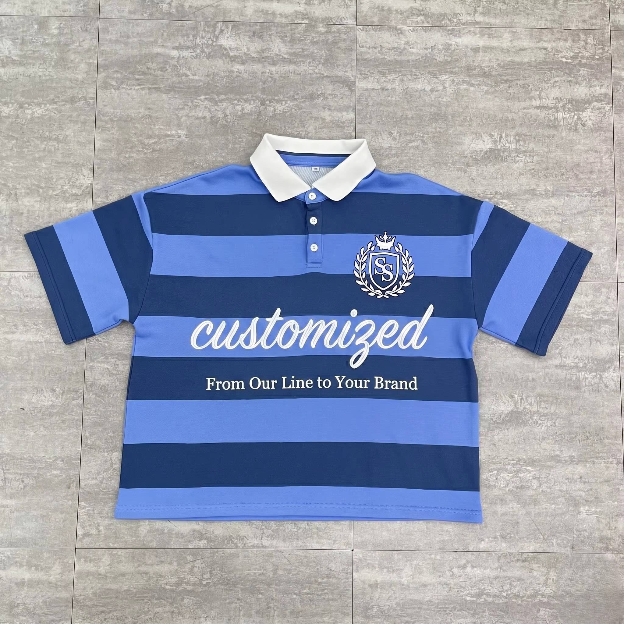 Custom Apparel Manufacturers Color Block Tee Heavyweight Oversized Men's T-shirt Embroidery Stripes Polo T Shirt