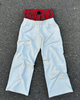 Manufacturer Men Double Waist Sweatpants 500GSM Cotton Fleece Textured Stripes Cargo Pants Baggy Sweatpants