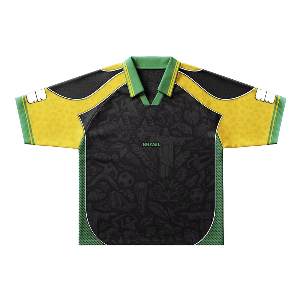 Design personalizzato con tubazioni color block T-shirt da calcio retr&ograve; streetwear Logo personalizzato Camicie da calcio oversize Camisas De Futbol