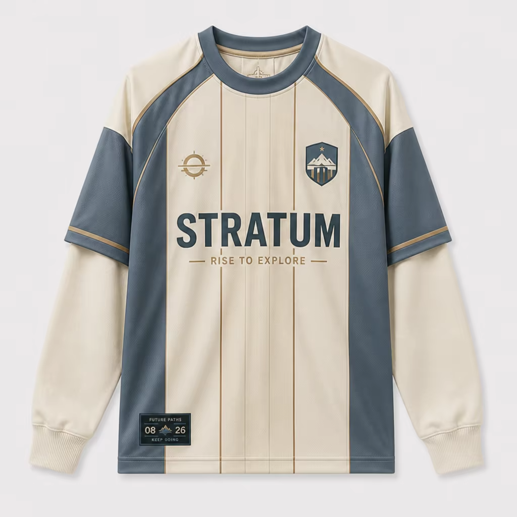 စိတ်တိုင်းကျ အပြည့်အ၀ Sublimated Double Layer အင်္ကျီလက်ရှည် ဘောလုံးပုံစံများ Tees Original Personalized Casual Soccer Streetwear Jersey