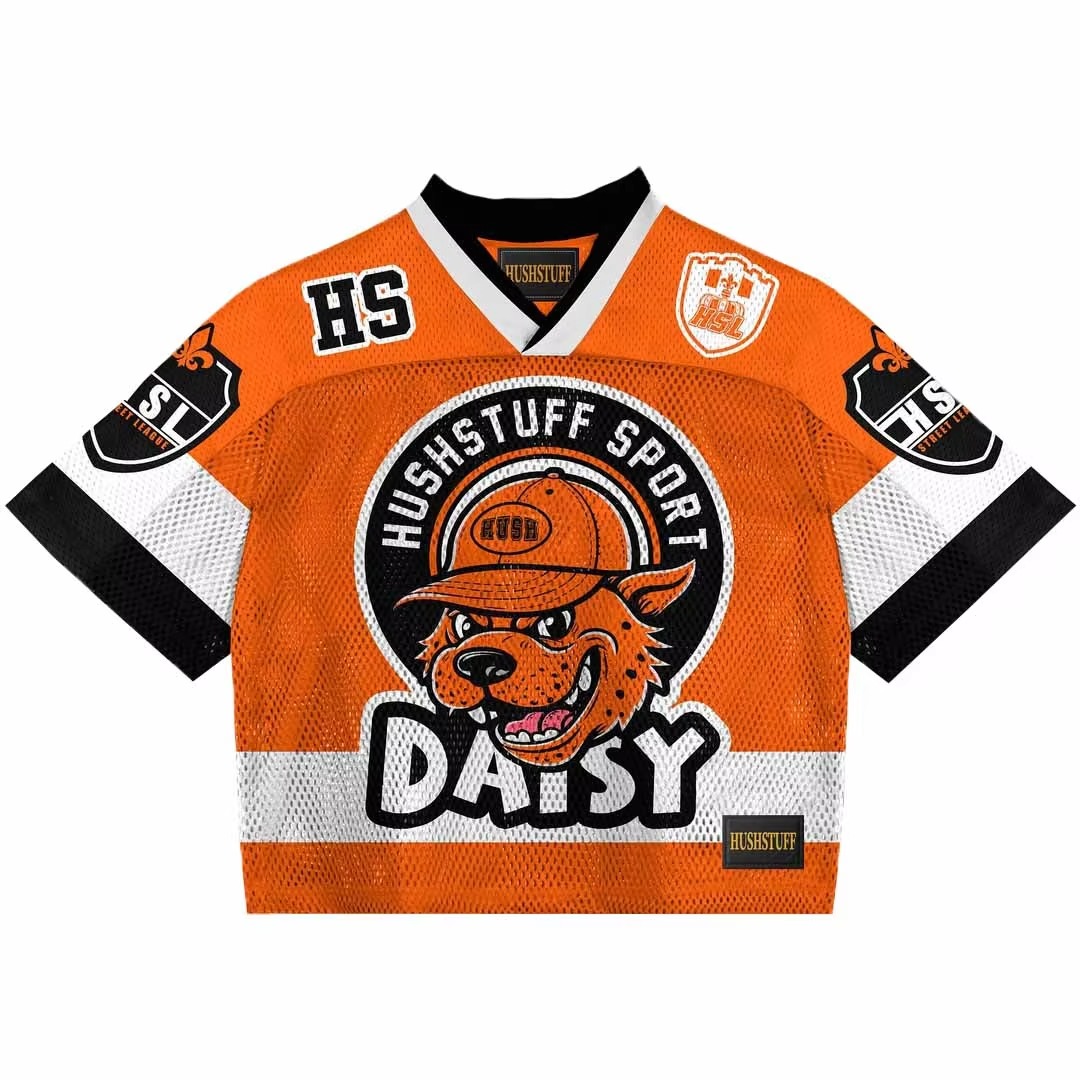 Custom Streetwear Cropped Graphic Oversized T-shirt Mesh Boxy American Football Jersey