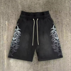 Custom Vintage Streetwear DTG Printed Men Heavyweight 100% Cotton Mid Waist Double Waisted Baggy Sunfaded Wide Leg Shorts