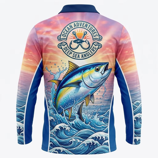 Polyester Fabric All Over Sublimation Print Performance Fishing Wear Custom Uv Upf 50 Protection Quick Dry Fishing T Shirt