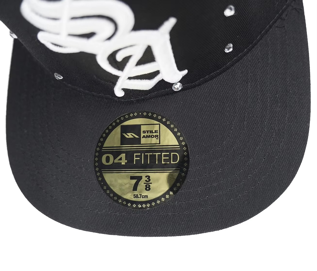 Custom Fashion Logo Rhinestone Hat Fitted Baseball Hats 3D Embroidered Flat Gorras Baseball Caps for Men