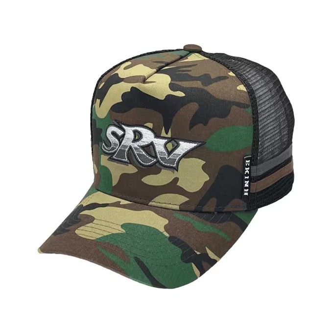 Custom High Quality Men Plain Foam 2 Stripes Side Striped Mesh Vintage 3d Embroidery Snapback Logo Trucker Hat